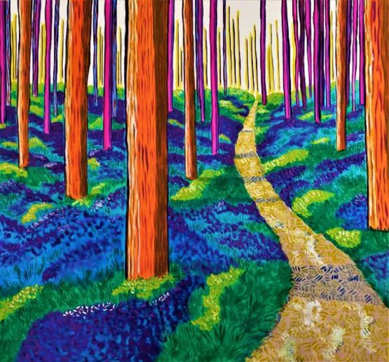 Gerardo La Porta | La Strada nel Bosco, 2021 Original Naive Art. Acrylic on canvas. 110 x 100 cm cm. Signed. 