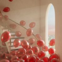 Polina Bulgakova | 99 Luftballoons. 2020. 3D ART. Quality print on museum-quality matte paper, wooden frame included. 50 x 70 x 3 cm. Signed Manually.