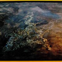 Madeleine Schachter | AERIAL BLOSSOMS AT NIGHT Original Art. Acrylics on canvas. 121.92 x 91.44 cm, FRAMED.  Signed.