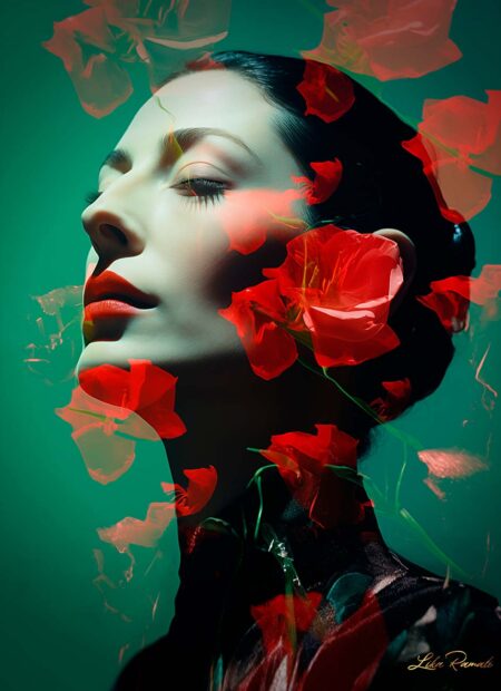 Lika Ramati | Beauty with Roses. Digital Art, 90 x 65 cm, Quality print. Signed and numbered. Limited Edition 1/5. Lika Ramati © All rights reserved.
