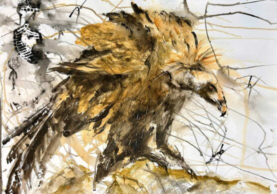 Varda Breger | Eagle Original Art. Mixed media on paper. 70 x 100 cm. Unframed. Signed.