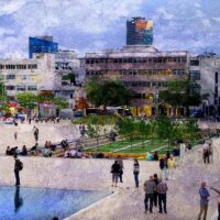 Habima Square Tel Aviv. Digital Art, 100 x 56 cm, Quality print. Signed and numbered. Limited Edition 2/8. Lika Ramati © All rights reserved.