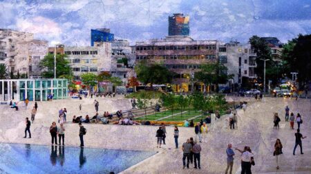 Habima Square Tel Aviv. Digital Art, 100 x 56 cm, Quality print. Signed and numbered. Limited Edition 2/8. Lika Ramati © All rights reserved.