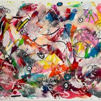 Deborah Zaniolli | "Madness". 2022 Original Art.  Acrylic paint and oil pastels on canvas . 120 x 60 x 3 cm . Signed.