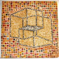 ORNA L. BROCK | Untitled #1 (Chair Cube series). 2010.  (A tribute to Artist Joseph Albers.) Original Art. Mosaic mould on ceramic tile. ( Emblemata) 33 x 33 cm. unframed. Signed. 