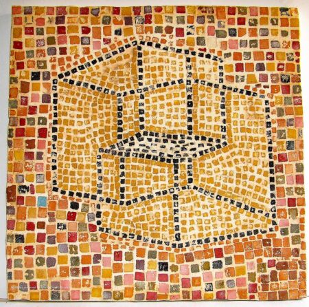 ORNA L. BROCK | Untitled #1 (Chair Cube series). 2010.  (A tribute to Artist Joseph Albers.) Original Art. Mosaic mould on ceramic tile. ( Emblemata) 33 x 33 cm. unframed. Signed. 