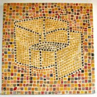 ORNA L. BROCK | Untitled #3 (Chair Cube series). 2010. (A tribute to Artist Joseph Albers.) Original Art. Mosaic mould on ceramic tile. ( Emblemata) 33 x 33 cm. unframed. Signed. 