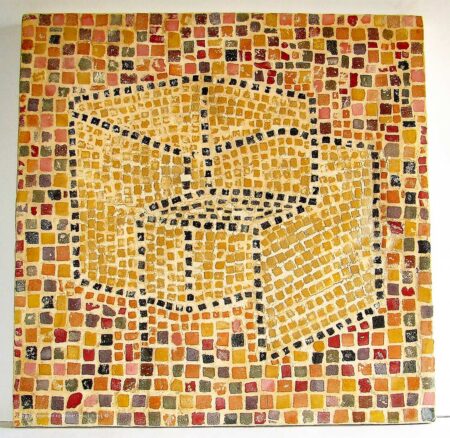 ORNA L. BROCK | Untitled #3 (Chair Cube series). 2010. (A tribute to Artist Joseph Albers.) Original Art. Mosaic mould on ceramic tile. ( Emblemata) 33 x 33 cm. unframed. Signed. 