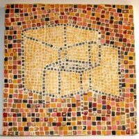 ORNA L. BROCK | Untitled #4 (Chair Cube series). 2010. (A tribute to Artist Joseph Albers.) Original Art. Mosaic mould on ceramic tile. ( Emblemata) 33 x 33 cm. unframed. Signed. 