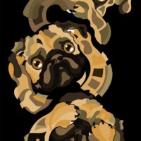 STYLIZED ARTS | "THREE WISE PUGS" 2022  Digital Art / Product. 10.33 x 18.62 cm. Signed Digitally. 