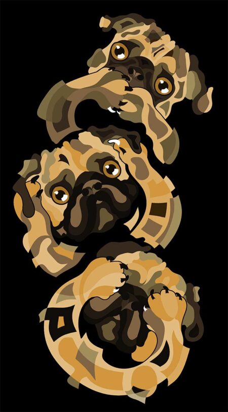 STYLIZED ARTS | "THREE WISE PUGS" 2022  Digital Art / Product. 10.33 x 18.62 cm. Signed Digitally. 