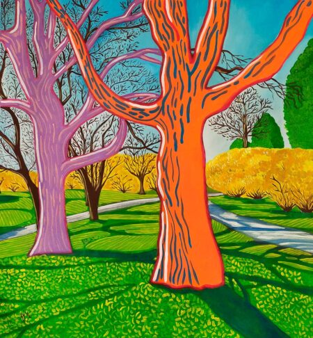 Gerardo La Porta | Alberi soleggiati, 2021  Original Naive Art. Acrylic on canvas. 100 x 110 cm cm. Signed. 