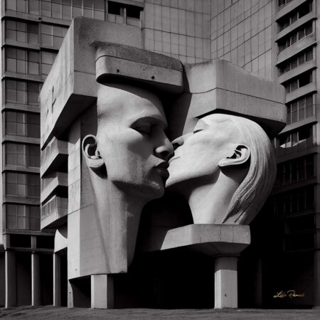 Concrete Kiss. Digital Art, 50 x 50 cm, Quality print. Signed and numbered. Limited Edition 1/3. Lika Ramati © All rights reserved.