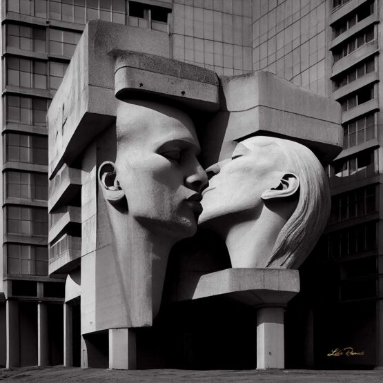 Concrete Kiss. Digital Art, 50 x 50 cm, Quality print. Signed and numbered. Limited Edition 1/3. Lika Ramati © All rights reserved.