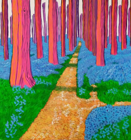 Gerardo La Porta | La Strada nel Bosco, 2022 Original Naive Art. Acrylic on canvas. 100 x 110 cm cm. Signed. 