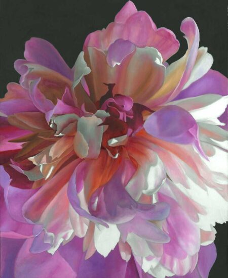 Enzo Montana | Delightful Peony Original Art. Oil on canvas. 81 x 100 cm. Signed.