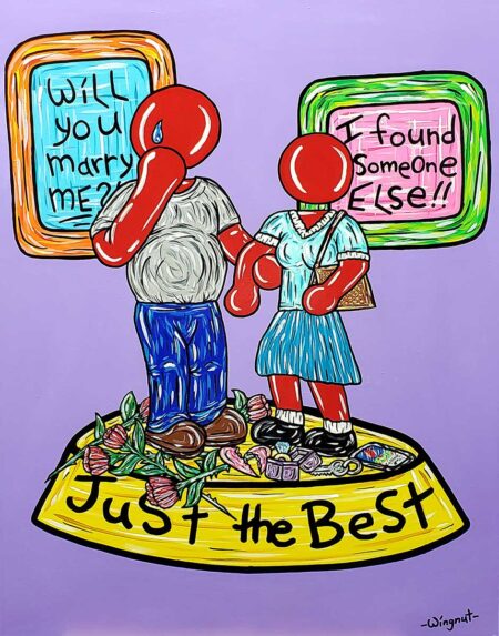 -Wingnut- | "Just the Best – Awkward Moment." 2023 Limited Edition Hand Embellished Print on Canvas. Signed. 