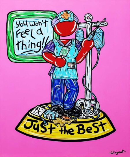 -Wingnut- | "Just the Best – Nurse." 2023 Limited Edition Hand Embellished Print on Canvas. Framed. 46 cm x 61 cm. Signed.