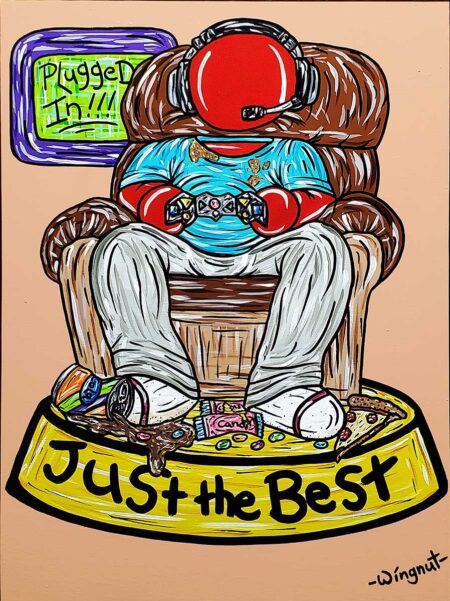 -Wingnut- | "Just the Best – Plugged In." 2023 Limited Edition Hand Embellished Print on Canvas. Framed. 46 cm x 61 cm. Signed.